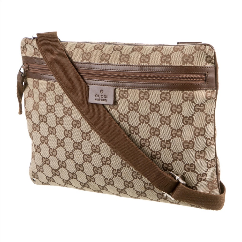 GUCCI GG Canvas Flat Messenger Bag